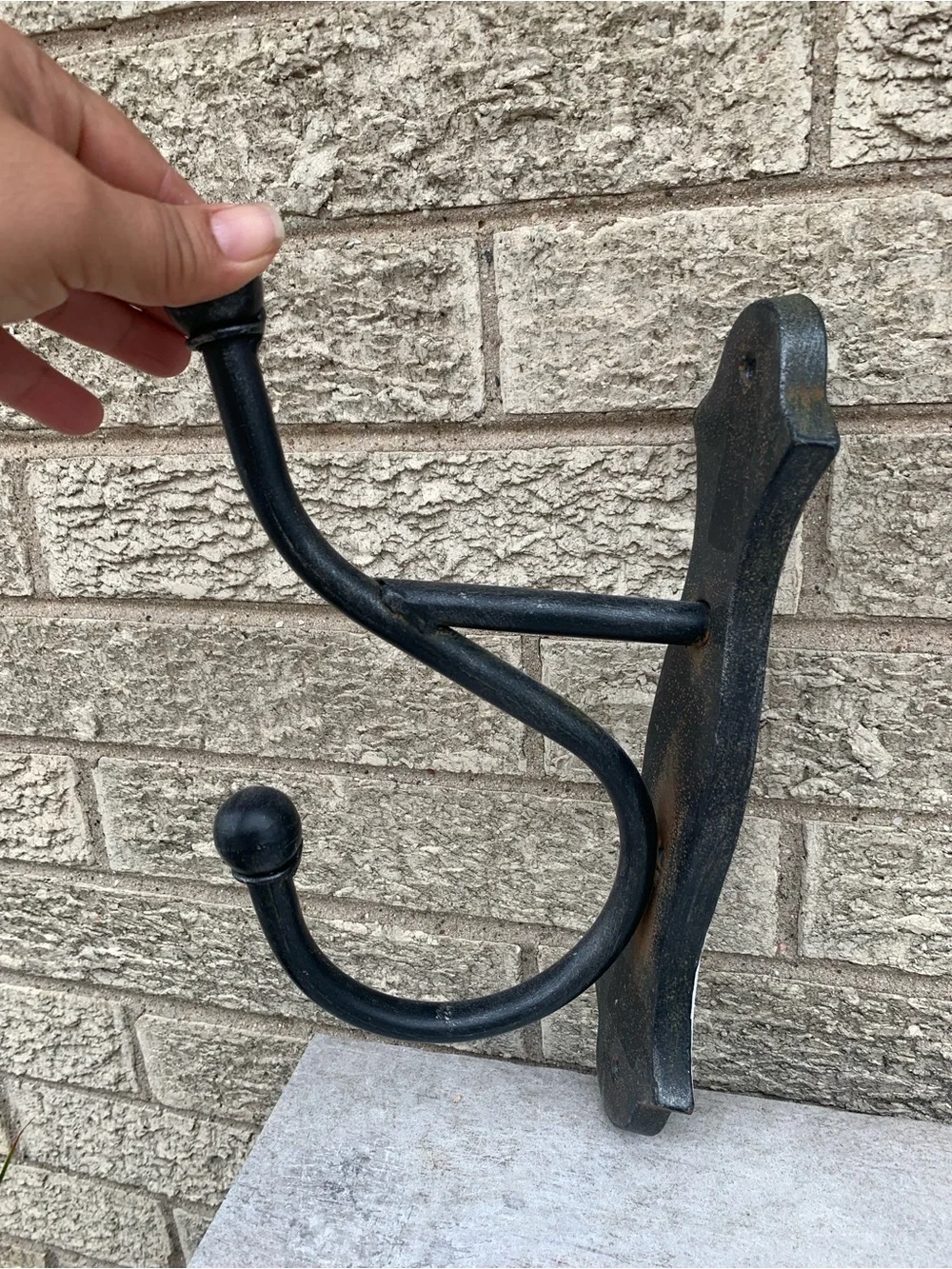 Cast iron Black Rustic Double Wall Hooks (Pair) - Home Wall Decor. 10”